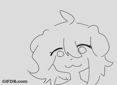 A Black And White Drawing Of A Dog With The Word Woof Above It GIF