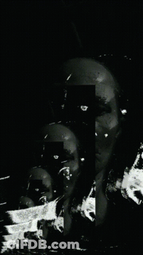 A Black And White Drawing Of A Face With A Clock On It GIF