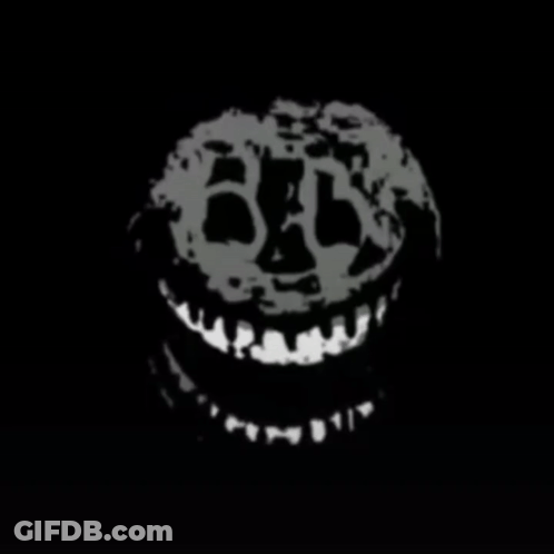 A Black And White Drawing Of A Face With A Smile GIF