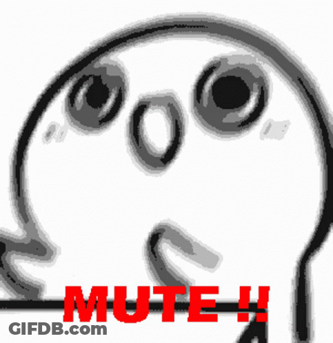A Black And White Drawing Of A Face With The Word Mute Written In Red GIF
