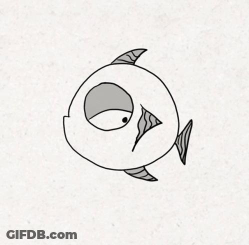 A Black And White Drawing Of A Fish With A Circle In The Middle GIF