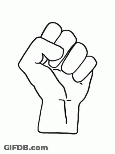 A Black And White Drawing Of A Fist With A Cross On It . GIF