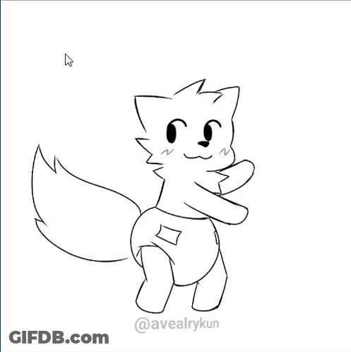 A Black And White Drawing Of A Fox Wearing A Diaper . GIF