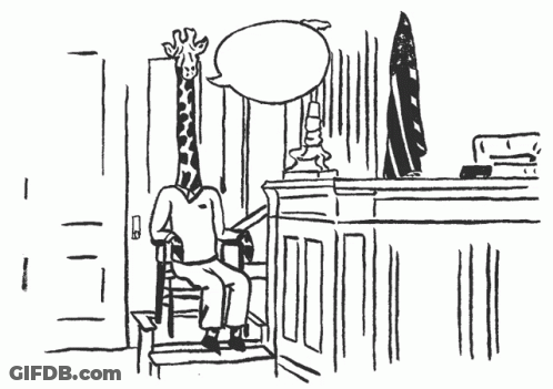 A Black And White Drawing Of A Giraffe With A Speech Bubble That Says " I Plead The Fifth " GIF