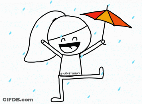 A Black And White Drawing Of A Girl Holding An Umbrella With The Hashtag #Madebyminka GIF