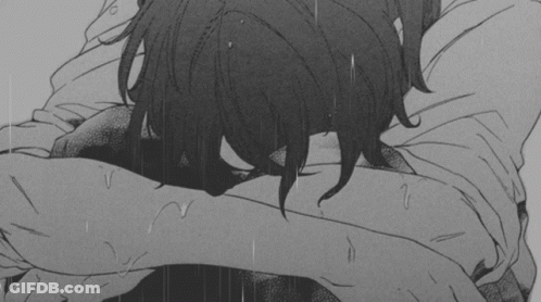 A Black And White Drawing Of A Girl Hugging A Man In The Rain GIF