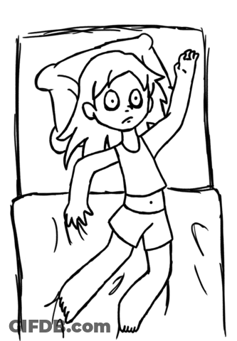 A Black And White Drawing Of A Girl In A Bed With The Words It Shall Not Come GIF