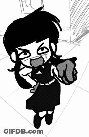 A Black And White Drawing Of A Girl In A School Uniform GIF
