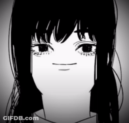 A Black And White Drawing Of A Girl Making A Funny Face GIF