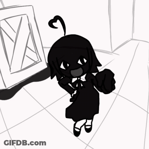 A Black And White Drawing Of A Girl Pointing GIF