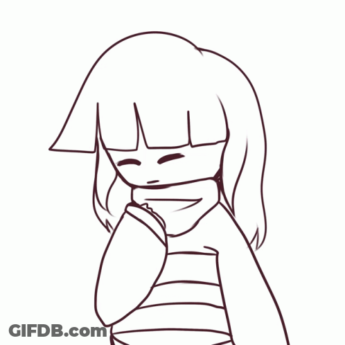 A Black And White Drawing Of A Girl Wearing A Scarf GIF
