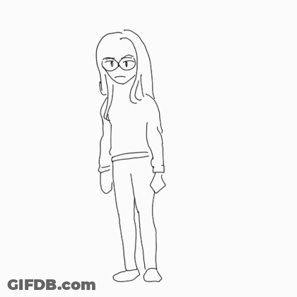 A Black And White Drawing Of A Girl Wearing Glasses . GIF