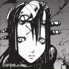 Black And White Girl Drawing With Bandage GIF