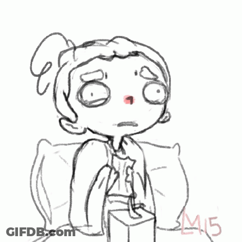 A Black And White Drawing Of A Girl With A Box Of Tissues And The Year 2015 On The Bottom GIF