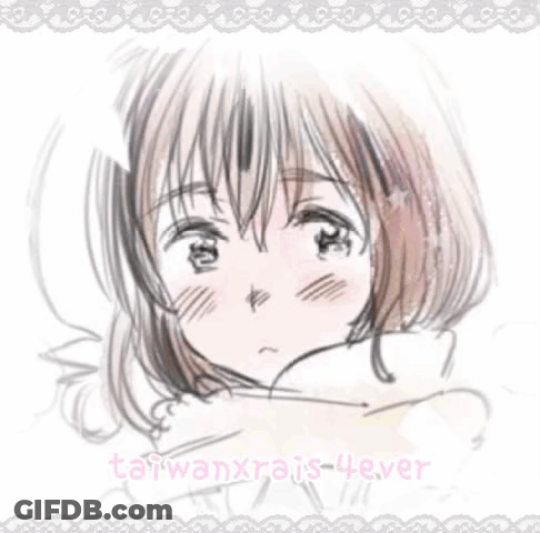 A Black And White Drawing Of A Girl With A Flower In Her Hair GIF