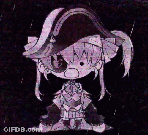 A Black And White Drawing Of A Girl With A Pirate Hat On GIF