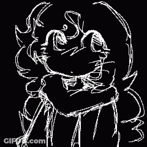A Black And White Drawing Of A Girl With A Scarf Around Her Neck GIF