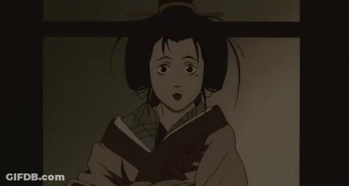 A Black And White Drawing Of A Girl With A Surprised Look On Her Face GIF