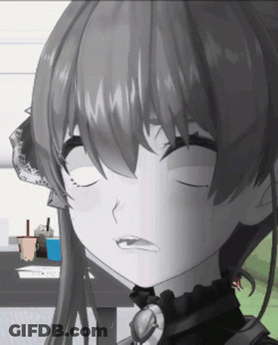A Black And White Drawing Of A Girl With Closed Eyes GIF