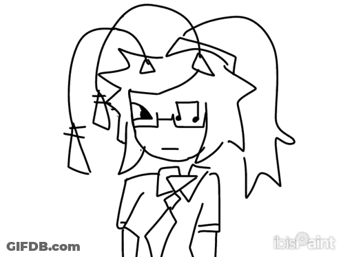 A Black And White Drawing Of A Girl With Glasses GIF