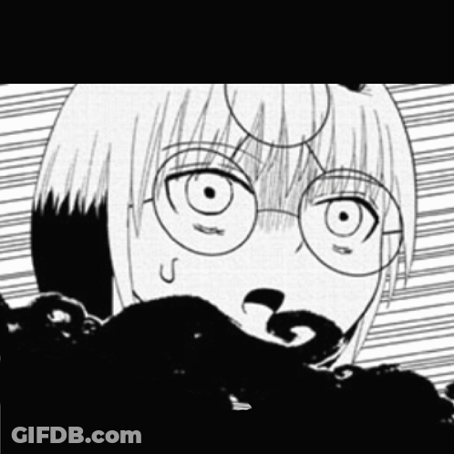 A Black And White Drawing Of A Girl With Glasses Making A Surprised Face . GIF