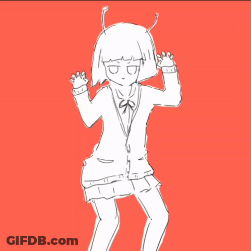 A Black And White Drawing Of A Girl With Horns On Her Head GIF