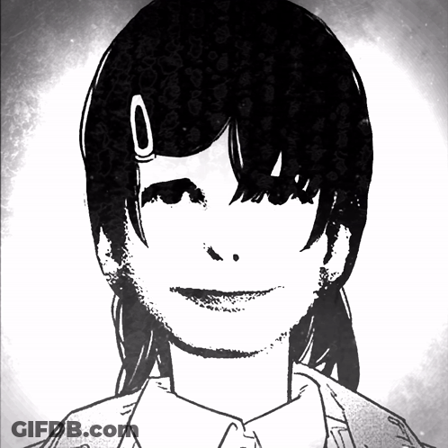 A Black And White Drawing Of A Girl With The Letter O On Her Hair GIF