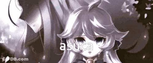 A Black And White Drawing Of A Girl With The Word Asuca Written On The Bottom GIF