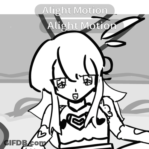 A Black And White Drawing Of A Girl With The Words Alight Motion Alight Motion GIF