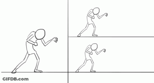 A Black And White Drawing Of A Group Of People Running GIF
