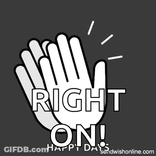 A Black And White Drawing Of A Hand With The Words Right On GIF