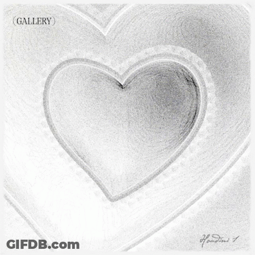 A Black And White Drawing Of A Heart With Gallery Written On The Bottom GIF