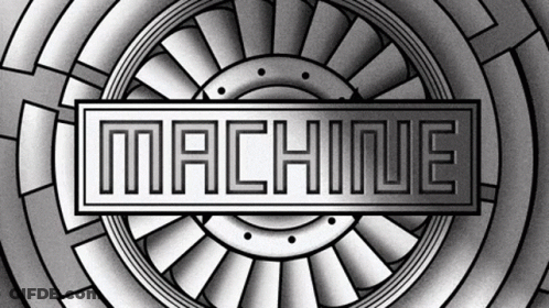 A Black And White Drawing Of A Machine With A Circular Pattern . GIF