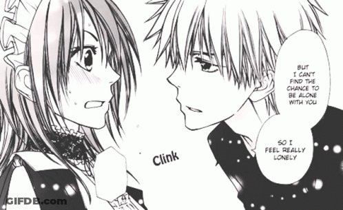 A Black And White Drawing Of A Man And A Maid With The Words Clink Below Them GIF