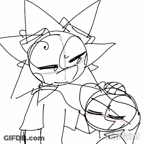 A Black And White Drawing Of A Man And A Woman Standing Next To Each Other On A White Background . GIF