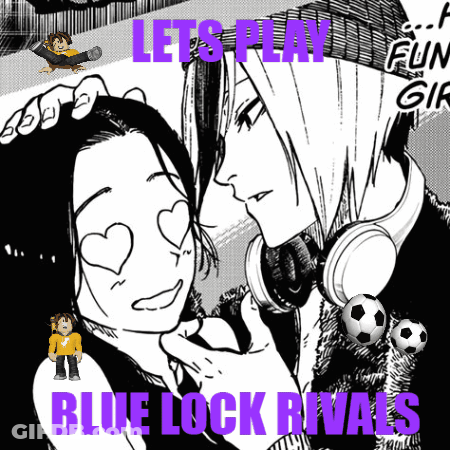A Black And White Drawing Of A Man And A Woman With The Words Lets Play Blue Lock Rivals GIF