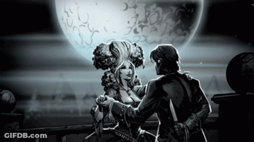 A Black And White Drawing Of A Man And A Woman GIF