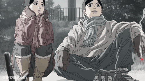 A Black And White Drawing Of A Man And Woman GIF