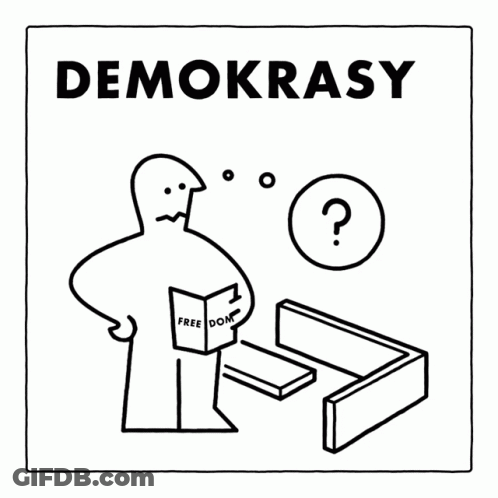 A Black And White Drawing Of A Man Holding A Book That Says Freedom GIF