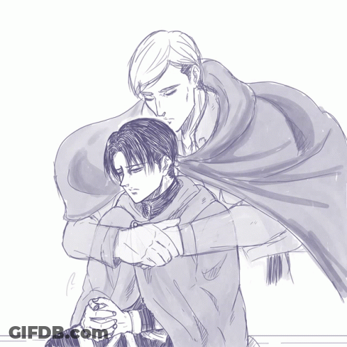 A Black And White Drawing Of A Man Holding Another Man GIF