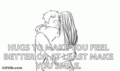 A Black And White Drawing Of A Man Hugging A Woman . GIF
