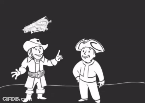 A Black And White Drawing Of A Man In A Cowboy Hat Giving A Thumbs Up To Another Man GIF