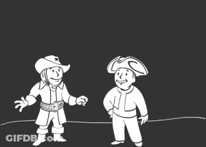 A Black And White Drawing Of A Man In A Cowboy Hat Giving Another Man A Thumbs Up GIF