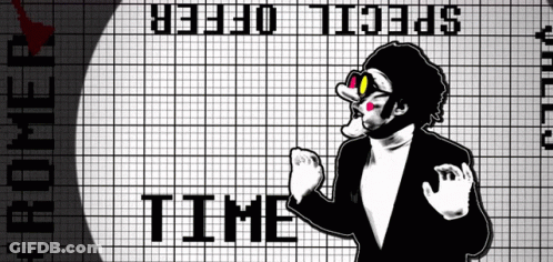 A Black And White Drawing Of A Man In A Tuxedo With The Words Special Offer Time Written On It GIF
