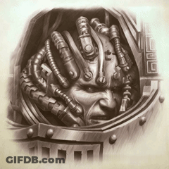 Black And White Drawing Man In Robotic Helmet GIF