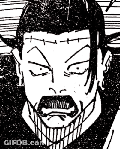 A Black And White Drawing Of A Man 'S Face With A Beard And A Cross On His Forehead . GIF