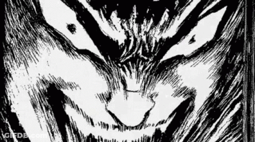 A Black And White Drawing Of A Man 'S Face With A Beard GIF