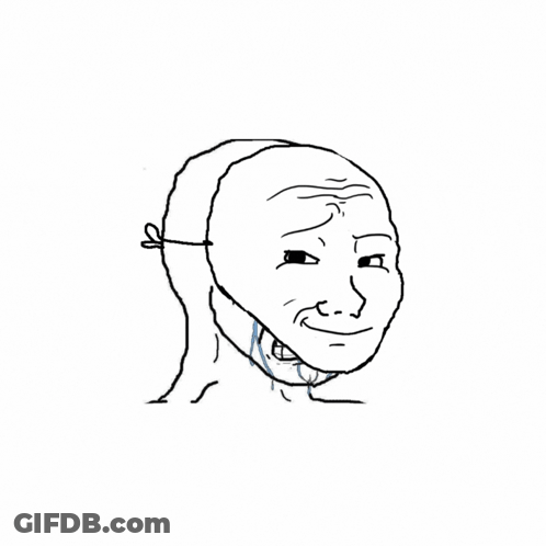 A Black And White Drawing Of A Man 'S Face With A Sad Look On His Face . GIF