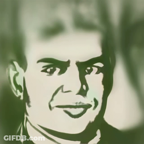 A Black And White Drawing Of A Man 'S Face With A Serious Look On His Face GIF
