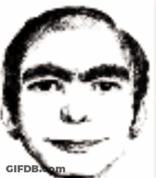A Black And White Drawing Of A Man 'S Face With A Smile On It . GIF